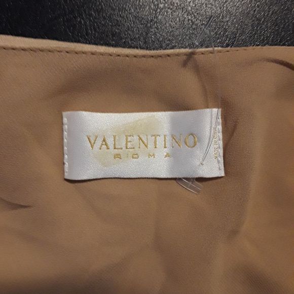 Valentino Beige Gold Silk Zip Knee Length Pencil Trumpet Skirt Size IT 38 - Picture 8 of 8